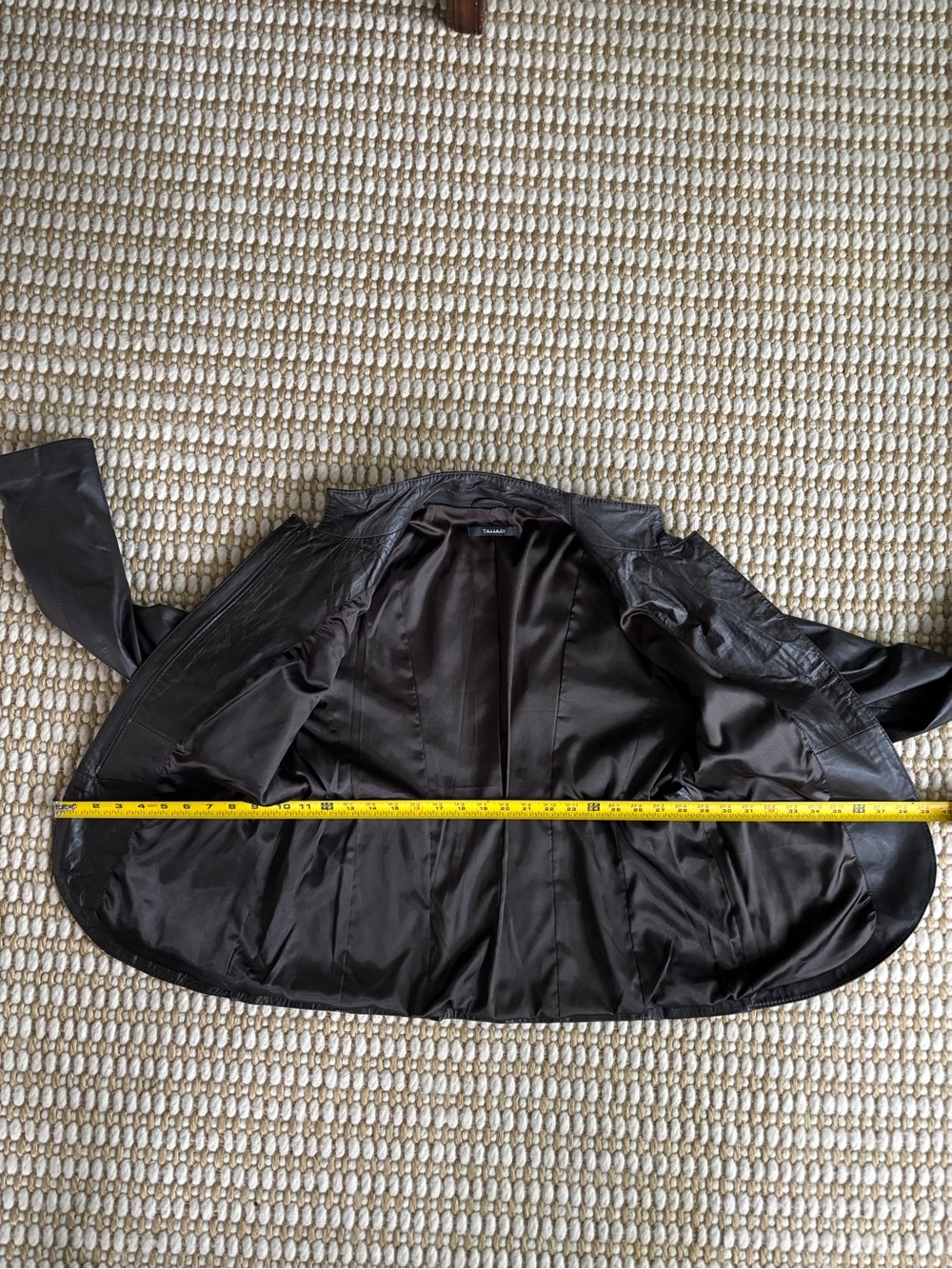 Tahari Dark Brown Collarless Leather Jacket - Picture 11 of 11
